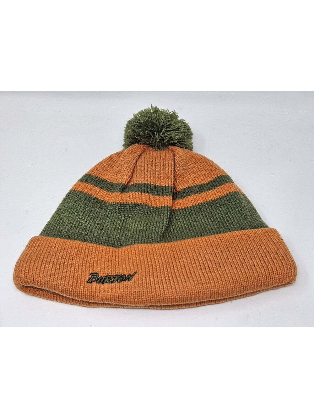 Burton Padded Beanie Knit Snowboard Pom Pom Green Orange (Sample)